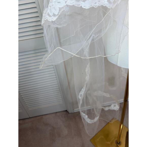 Bridal Women\'s Wedding Veil Double Layer  Ivory Cascading main image 8